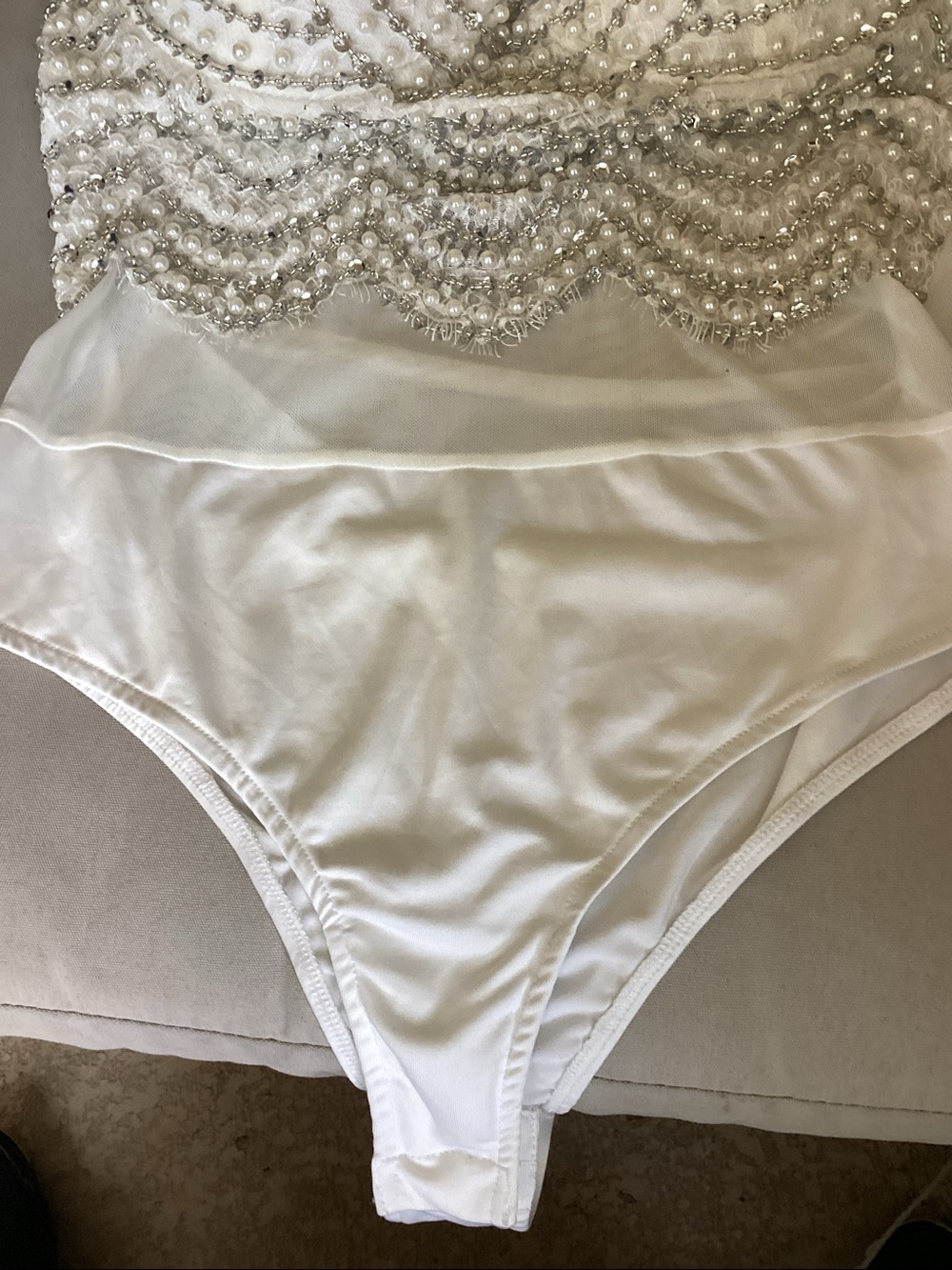 Twisted Angel Windsor Body Suit Faux Pearls Beads Size Medium - Picture 5 of 9